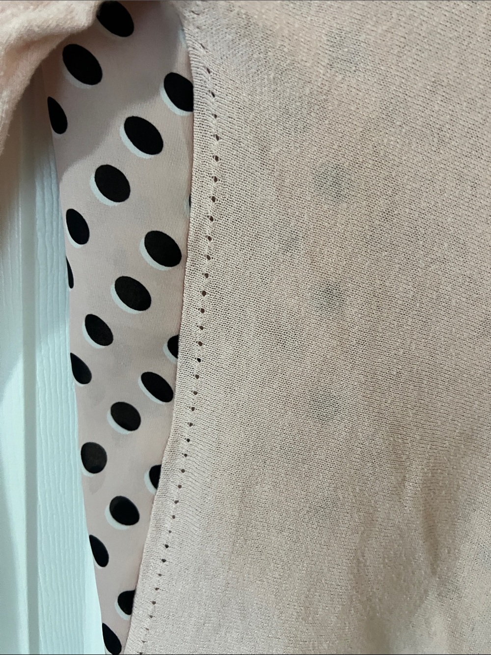Elle Blush Pink Open-Front Cardigan with Black Trim - Picture 10 of 15